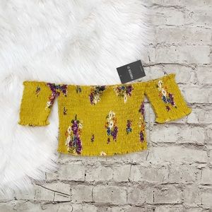 F21 NWT Strapless Off The Shoulder Rouched Top